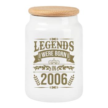 Legends were born in 2006 - Cookie Jar with Wooden Lid - white - Front