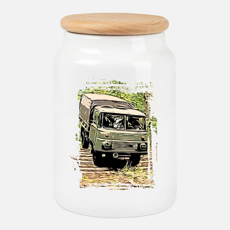 Robur LO 2002 - Keksdose mit Holzdeckel - Weiß