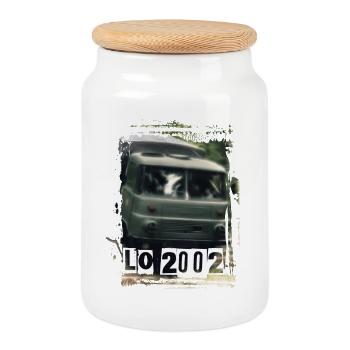 Robur LO 2002 GDR - Cookie Jar with Wooden Lid - white - Front