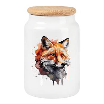 Renard mignon - Boîte à biscuits avec couvercle en bois - blanc - Devant