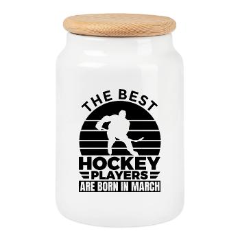 Best Hockey Players Are Born in March - Keksdose mit Holzdeckel - Weiß - Vorne