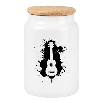Ukulele - Keksdose mit Holzdeckel - Weiß - Vorne