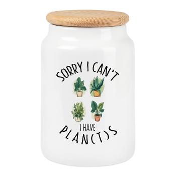 Désolé, je ne peux pas, j’ai des plantes jardinier plante - Boîte à biscuits avec couvercle en bois - blanc - Devant