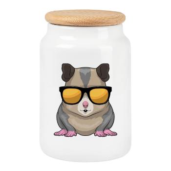 Lunettes de soleil Hamster - Boîte à biscuits avec couvercle en bois - blanc - Devant