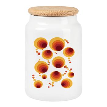 Vintage des années 50 60 des années 70 Rétro Cercle Motif Nostalgie - Boîte à biscuits avec couvercle en bois - blanc - Devant