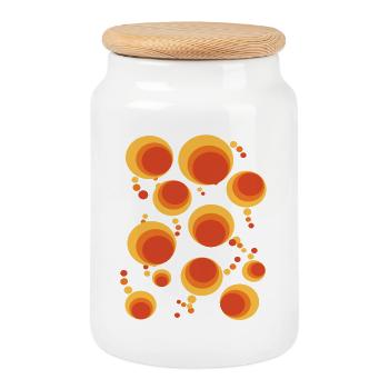 50er 60er Polka Dot Kreis Stilmuster - Keksdose mit Holzdeckel - Weiß - Vorne