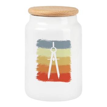 Architekten Zirkel - Keksdose mit Holzdeckel - Weiß - Vorne