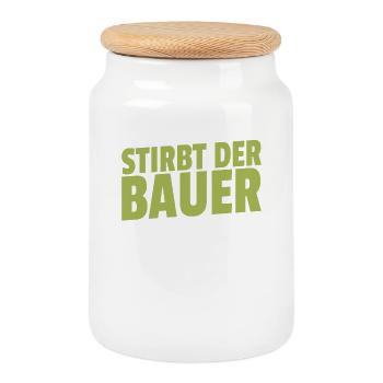 Stirbt der Bauer Stirbt das Dorf - Keksdose mit Holzdeckel - Weiß - Vorne