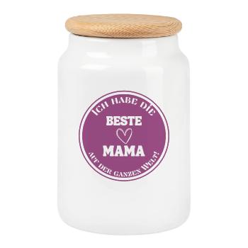 I have the best mom in the whole world - Cookie Jar with Wooden Lid - white - Front
