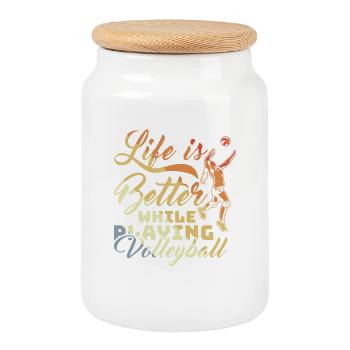 Motivation de l’équipe de volley-ball - Boîte à biscuits avec couvercle en bois - blanc - Devant