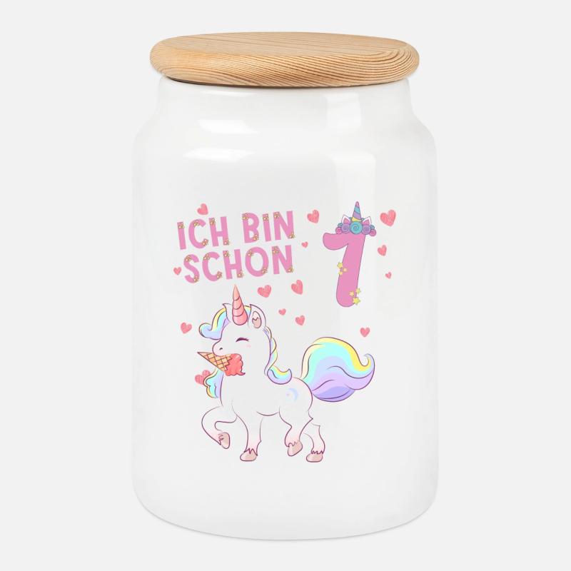 ich bin schon 1 Einhorn - Keksdose mit Holzdeckel - Weiß