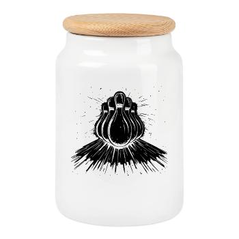 Croquis de bowling - Boîte à biscuits avec couvercle en bois - blanc - Devant