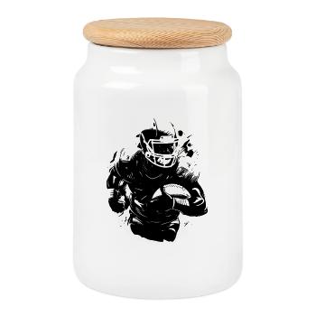 Footballer - Cookie Jar with Wooden Lid - white - Front