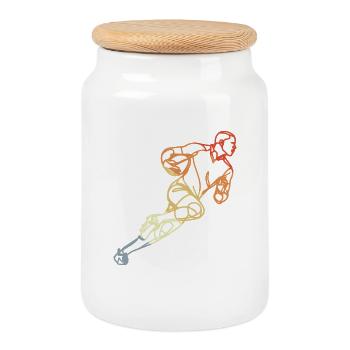 Croquis de Rugby Vintage - Boîte à biscuits avec couvercle en bois - blanc - Devant