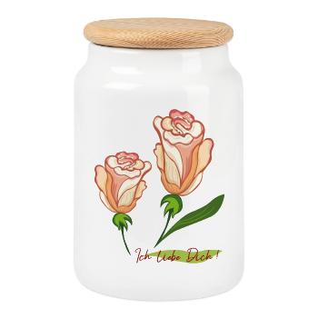 I love you - Cookie Jar with Wooden Lid - white - Front