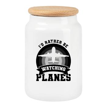 Funny Airplane Quote - Cookie Jar with Wooden Lid - white - Front