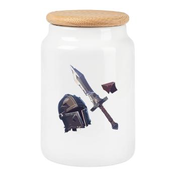 RPG Items Schwert Helm Rollenspiel Shirt - Keksdose mit Holzdeckel - Weiß - Vorne
