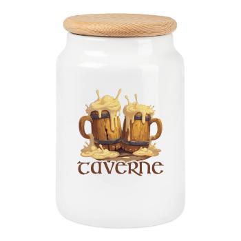 Tavern Beer Mug Full of Beer Role Play - Cookie Jar with Wooden Lid - white - Front
