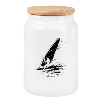 Windsurfers - Cookie Jar with Wooden Lid - white - Front
