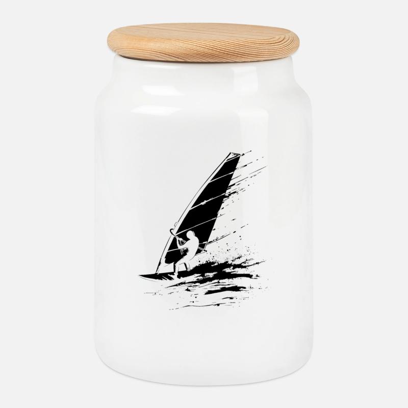 Windsurfer - Keksdose mit Holzdeckel - Weiß