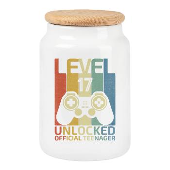 Level 17 Freigeschalteter offizieller Teenager - Keksdose mit Holzdeckel - Weiß - Vorne