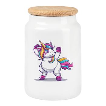 Rainbow Magic Unicorn Pose - Cookie Jar with Wooden Lid - white - Front