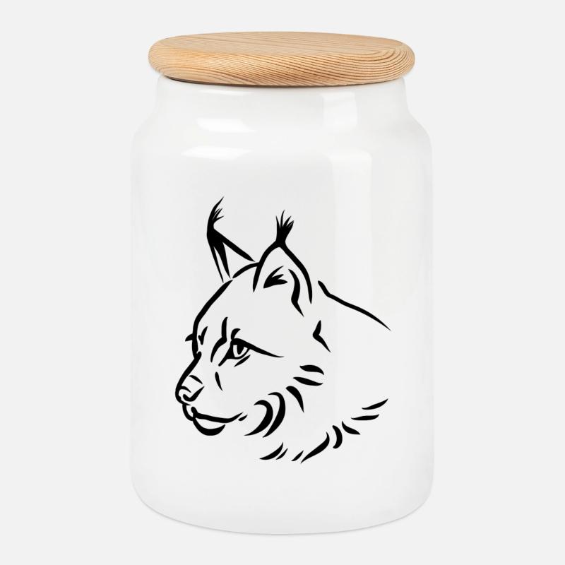 Luchs - Keksdose mit Holzdeckel - Weiß