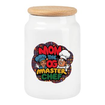 Mom Dog Master Chef T-Shirt - Cookie Jar with Wooden Lid - white - Front