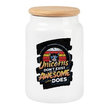 Unicorn Katt Humor T-Shirt - Cookie Jar with Wooden Lid - white - Front