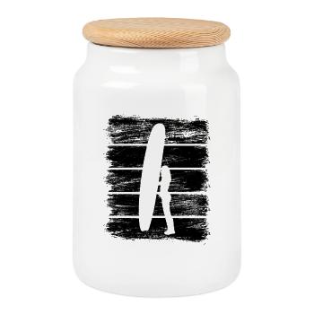 Fille surfeuse - Boîte à biscuits avec couvercle en bois - blanc - Devant