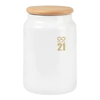 Bitcoin Sayings Store of Value Infinite 21 Million - Cookie Jar with Wooden Lid - white - Front