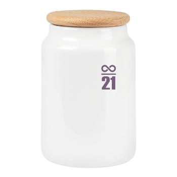 Bitcoin Sayings Store of Value Infinite 21 Million - Cookie Jar with Wooden Lid - white - Front