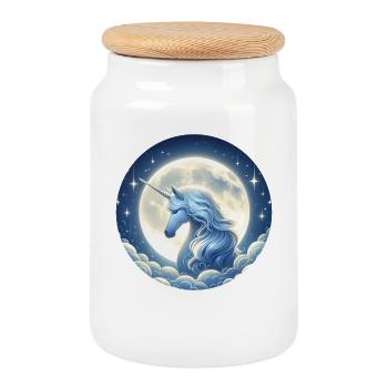 Fantaisie Licorne Chevaux Fans Licorne Amoureux - Boîte à biscuits avec couvercle en bois - blanc - Devant