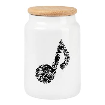 Bugle - Cookie Jar with Wooden Lid - white - Front