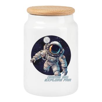 Explore the Universe Travel with our Astronaut! - Cookie Jar with Wooden Lid - white - Front