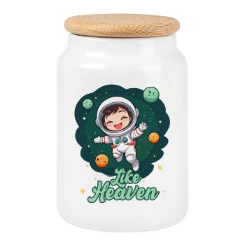 Like Heaven - Astronaut - Cookie Jar with Wooden Lid - white - Front