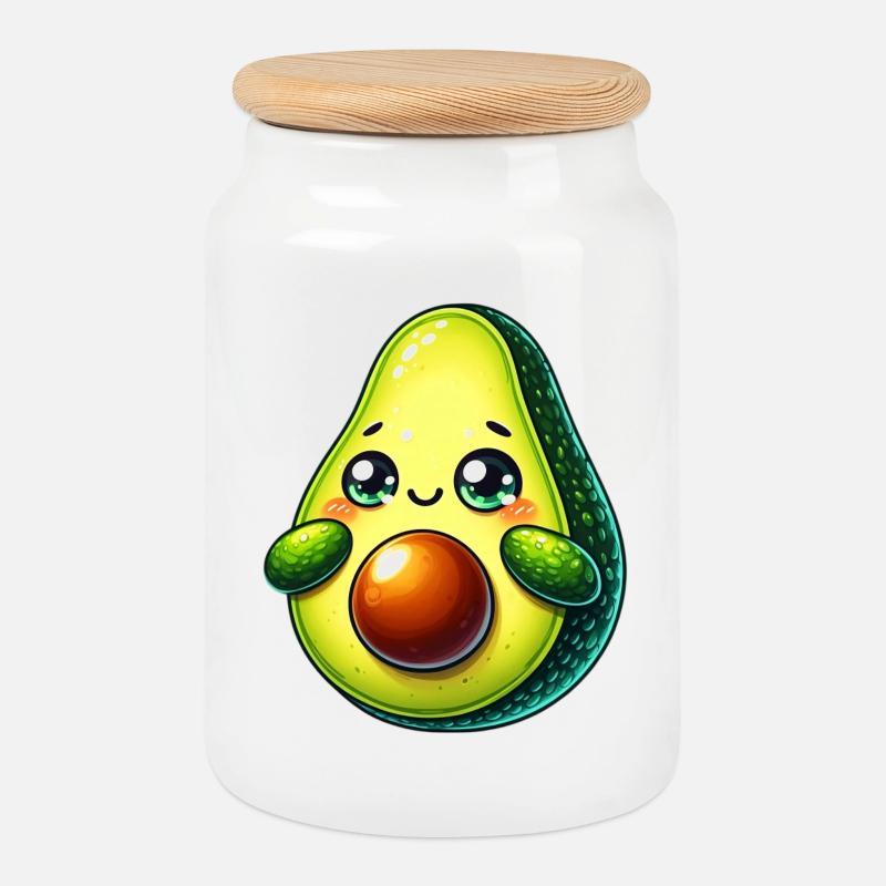Avocado - Keksdose mit Holzdeckel - Weiß