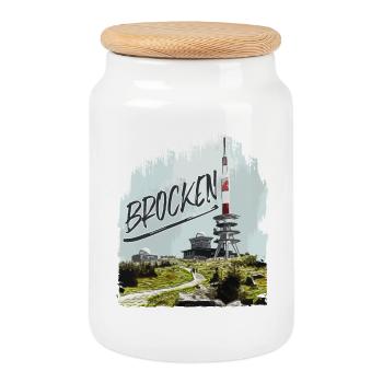 Brocken Sendeanlage und Brockenhaus - Keksdose mit Holzdeckel - Weiß - Vorne