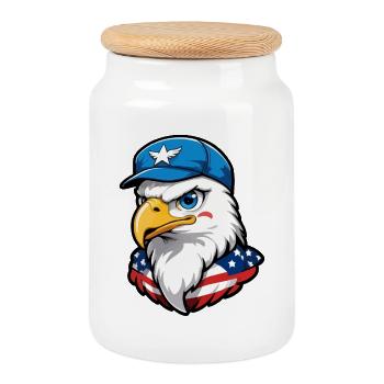 USA Aviator Eagle - Cookie Jar with Wooden Lid - white - Front