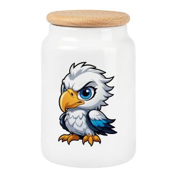 Cheeky Eagle Chick - Keksdose mit Holzdeckel - Weiß - Vorne