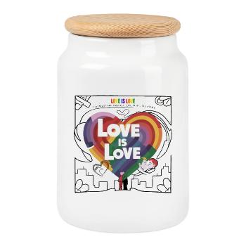 Love is Love – LGBTQIA+ Pride Heart Design - Cookie Jar with Wooden Lid - white - Front