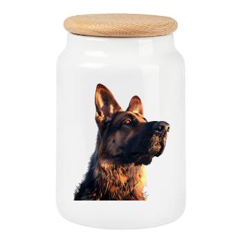 Chien de berger allemand Amour Chien de berger allemand Chiens - Boîte à biscuits avec couvercle en bois - blanc - Devant