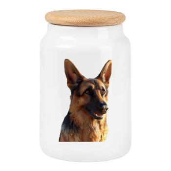 Chien de berger allemand Amour Chien de berger allemand Chiens - Boîte à biscuits avec couvercle en bois - blanc - Devant