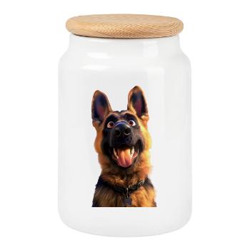Chien de berger allemand Amour Chien de berger allemand Chiens - Boîte à biscuits avec couvercle en bois - blanc - Devant