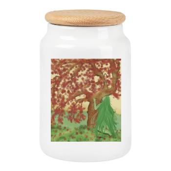 Amour pour les érables _ Amour pour les momijis - Boîte à biscuits avec couvercle en bois - blanc - Devant