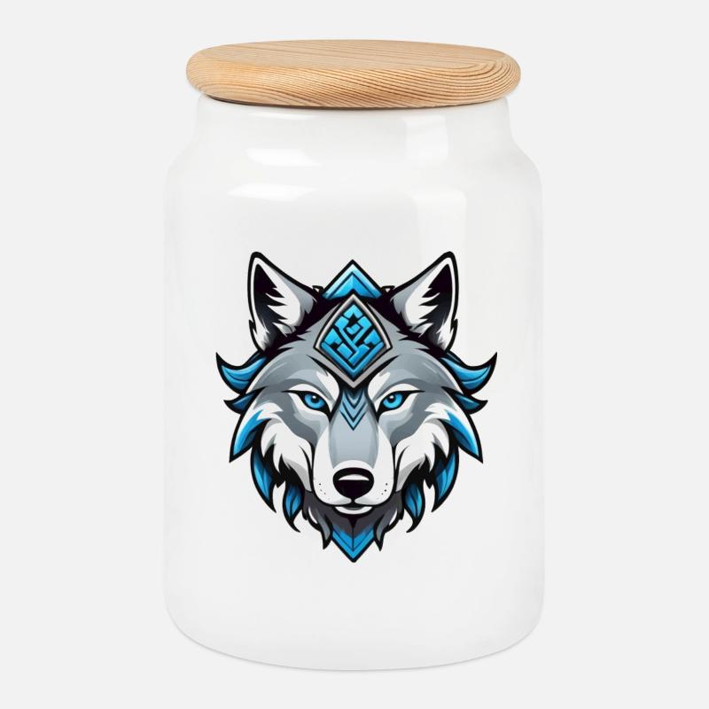 Odin’s Wolf - Keksdose mit Holzdeckel - Weiß