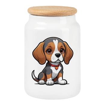 Beagle Love Pup - Cookie Jar with Wooden Lid - white - Front