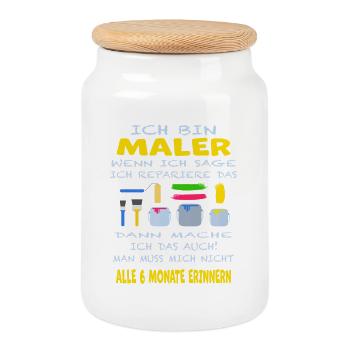Maler Sprüche - Keksdose mit Holzdeckel - Weiß - Vorne