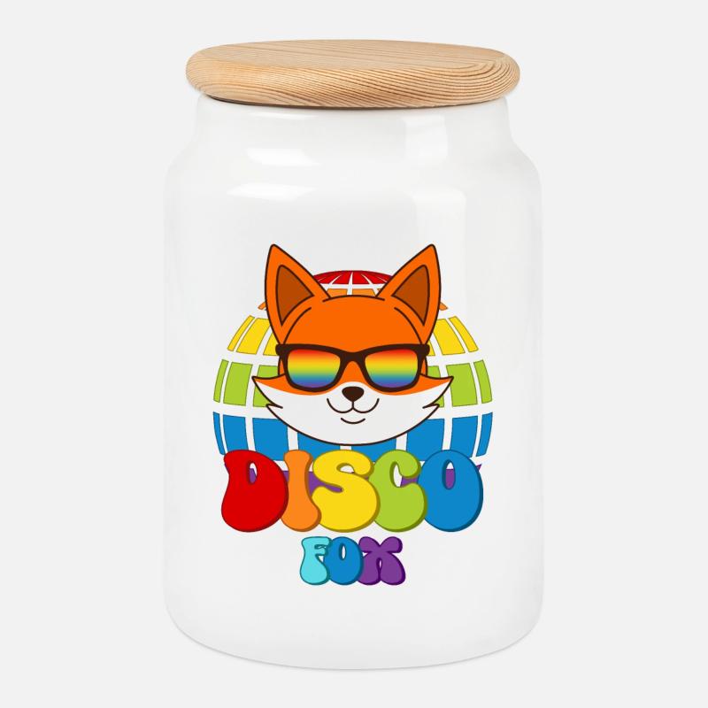 Disco Fox Discokugel Fuchs Sonnenbrille Discofox - Keksdose mit Holzdeckel - Weiß