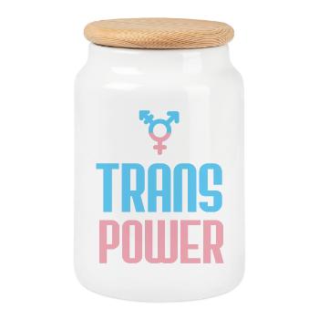 LGBT Pride Month - Trans Power - Cookie Jar with Wooden Lid - white - Front